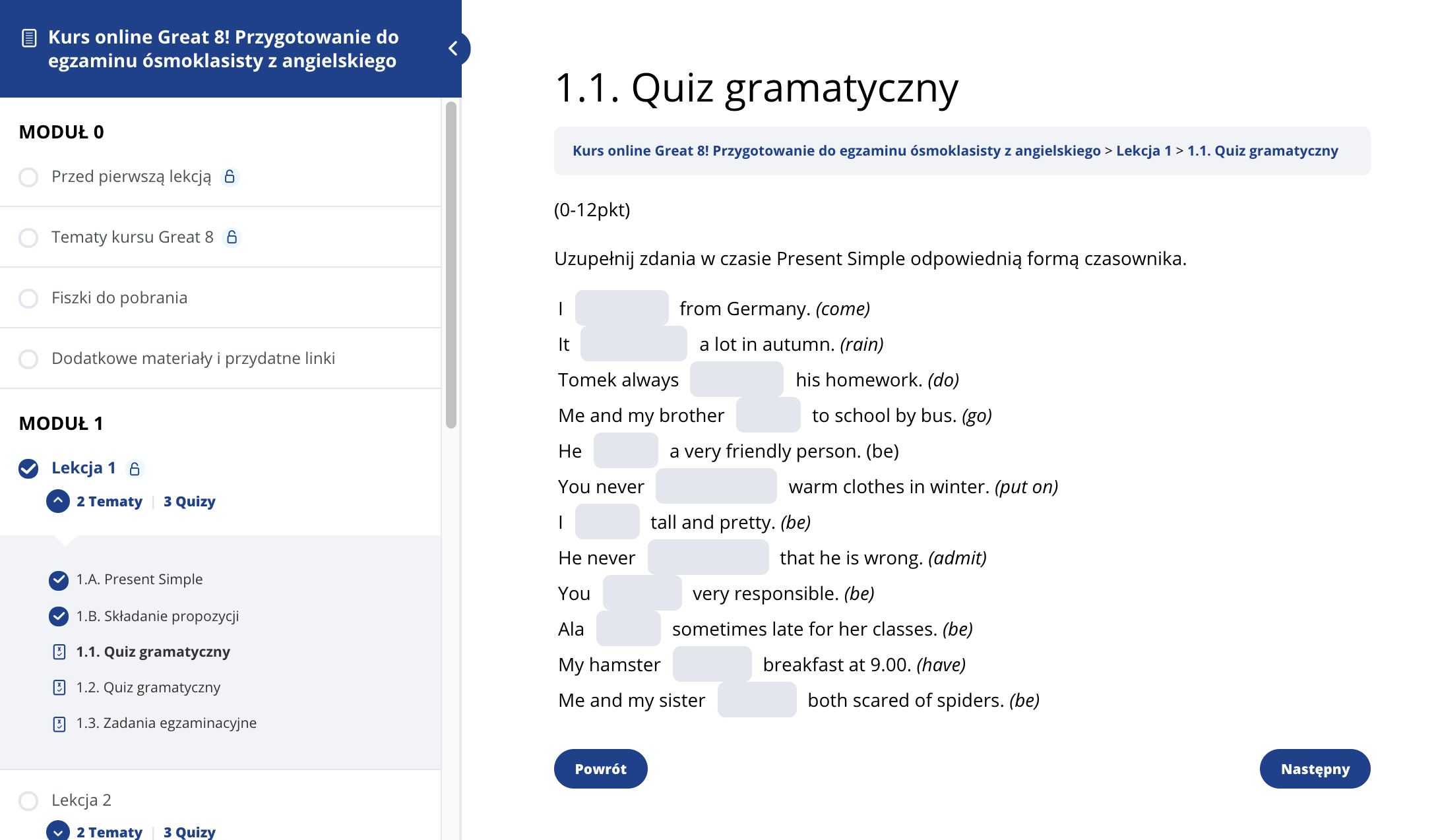 Kurs Great 8! | Kursy z Angielskiego
